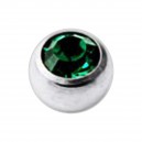 Jeweled Grade 23 Titanium Piercing Replacement Ball w/ Dark Green Strass