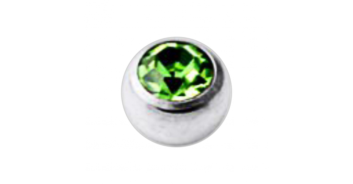 Boule Piercing Titane Grade 23 Pierreries avec Strass Vert Clair