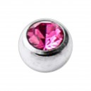 Jeweled Grade 23 Titanium Piercing Replacement Ball w/ Pink Strass
