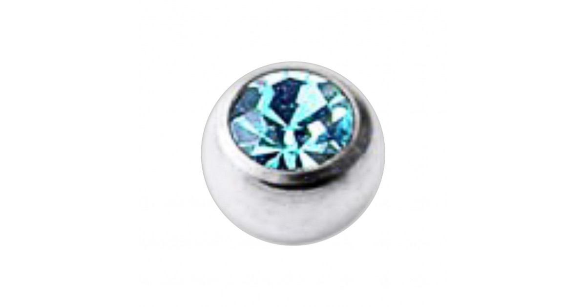 Boule Piercing Titane Grade 23 Pierreries avec Strass Turquoise