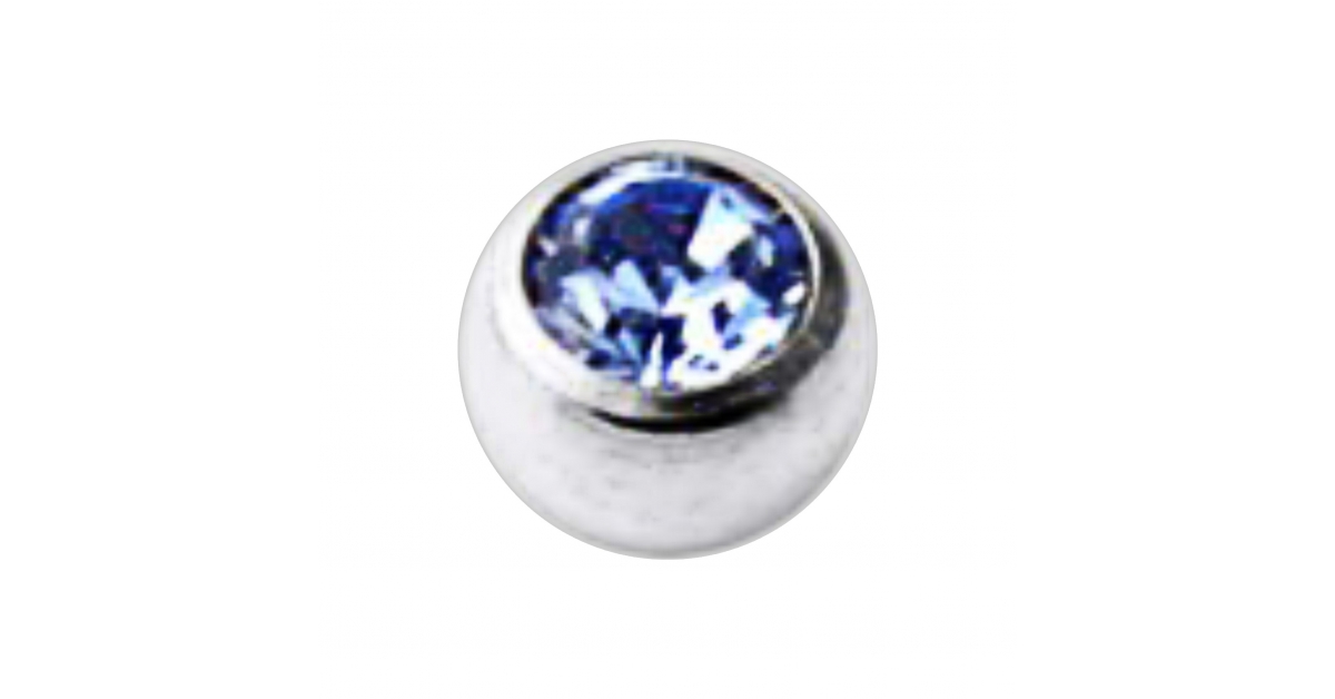 Boule Piercing Titane Grade 23 Pierreries avec Strass Bleu Clair