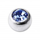 Jeweled Grade 23 Titanium Piercing Replacement Ball w/ Light Blue Strass