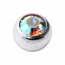 Jeweled Grade 23 Titanium Piercing Replacement Ball w/ Rainbow Strass