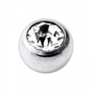 Jeweled Grade 23 Titanium Piercing Replacement Ball w/ White Strass