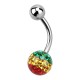 Nombril Acier 316L Boule Cristal Strass Rastafari