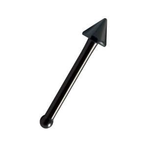 Black Anodized Black-Line Straight Pin Nose Bone Bar with Spike