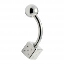 Dice 316L Surgical Steel Belly Bar Navel Button Ring
