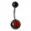 Black Acrylic Belly Bar Navel Button Ring w/ Ladybug