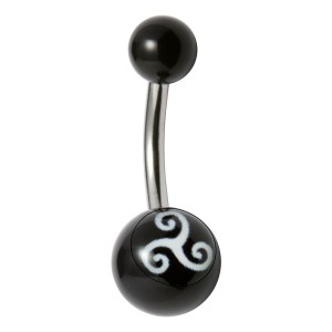 Piercing Nombril Acrylique Noir Imprimé Celtique Triskèle