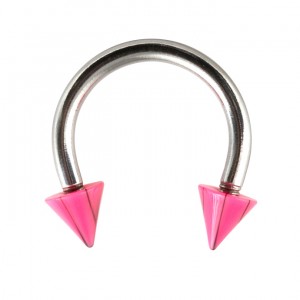 Hufeisen-Piercing Acryl Risse Schwarz / Rosa