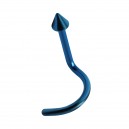 Blue Anodized Nose Bone Bar with Spike