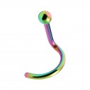 Rainbow Anodized Nose Bone Bar with Ball