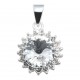 Pendentif Argent 925 Strass Rond Soleil Blanc