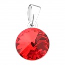 Red Round 11mm Strass 925 Sterling Silver Pendent