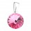 Pink Round 11mm Strass 925 Sterling Silver Pendent