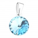 Turquoise Round 11mm Strass 925 Sterling Silver Pendent