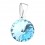 Pendentif Argent Massif 925 Strass 11 mm Rond Turquoise