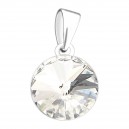 White Round 11mm Strass 925 Sterling Silver Pendent