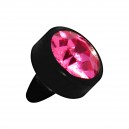 Black Bioflex Push-Fit Piercing Only Head w/ Pink Strass