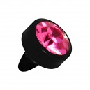 Einzelner Piercing-Aufsatz Push-Fit Bioflex Schwarz Strass Rosa
