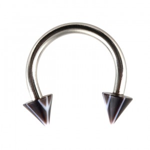 Hufeisen-Piercing Acryl Risse Weiß / Schwarz