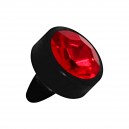 Einzelner Piercing-Aufsatz Push-Fit Bioflex Schwarz Strass Rot