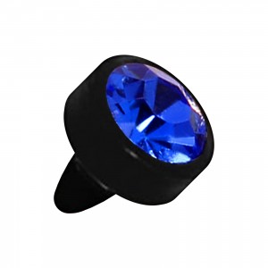 Einzelner Piercing-Aufsatz Push-Fit Bioflex Schwarz Strass Dunkelblau