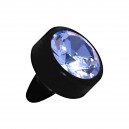 Black Bioflex Push-Fit Piercing Only Head w/ Light Blue Strass