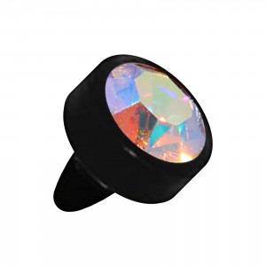 Einzelner Piercing-Aufsatz Push-Fit Bioflex Schwarz Strass Mehrfarbig