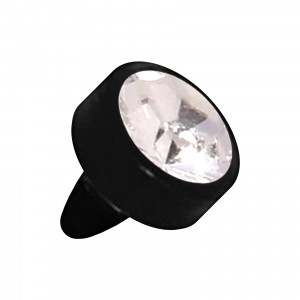 Einzelner Piercing-Aufsatz Push-Fit Bioflex Schwarz Strass Weiß