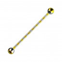 Industrial-Piercing Barbell 14G Gestreifte Biene Gelb Kugeln