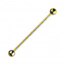 Yellow Bee Striped Industrial Piercing 14G Barbell w/ Balls