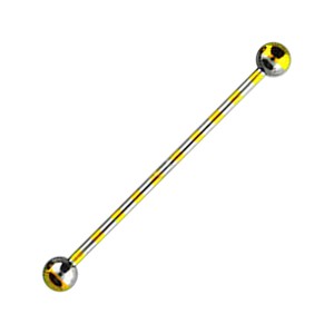 Industrial-Piercing Barbell 14G Gestreifte Biene Gelb Kugeln