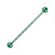 Industrial-Piercing Barbell 14G Gestreifte Biene Rosa / Gr&uuml;n Kugeln