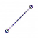 Industrial-Piercing Barbell 14G Gestreifte Biene Lila Kugeln