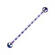 Industrial-Piercing Barbell 14G Gestreifte Biene Lila Kugeln