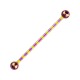 Industrial-Piercing Barbell 14G Gestreifte Biene Gelb / Rosa Kugeln