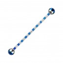 Industrial-Piercing Barbell 14G Gestreifte Biene Dunkelblau Kugeln