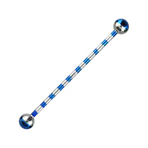 Industrial-Piercing Barbell 14G Gestreifte Biene Dunkelblau Kugeln
