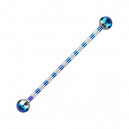Industrial-Piercing Barbell 14G Gestreifte Biene Hellblau Kugeln