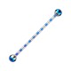 Industrial-Piercing Barbell 14G Gestreifte Biene Hellblau Kugeln