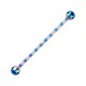 Light Blue Bee Striped Industrial Piercing 14G Barbell w/ Balls