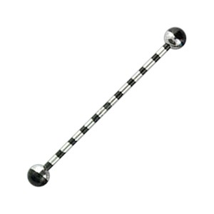 Industrial-Piercing Barbell 14G Gestreifte Biene Schwarz Kugeln