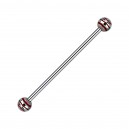 Industrial-Piercing Barbell 14G Kugeln 3 Rote Streifen