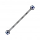 Industrial-Piercing Barbell 14G Kugeln 3 Blaue Streifen