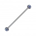 Piercing Industriel Barbell 14G Boules 3 Bandes Bleues