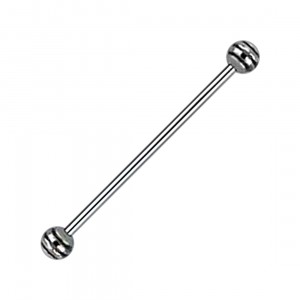 Industrial-Piercing Barbell 14G Kugeln 3 Schwarze Streifen