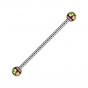 Industrial-Piercing Barbell 14G Kugeln 3 Ganja Streifen