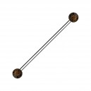 316L Steel Industrial Piercing 14G Barbell w/ Palm Wood Balls