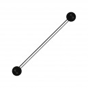 316L Steel Industrial Piercing 14G Barbell w/ Areng Wood Balls